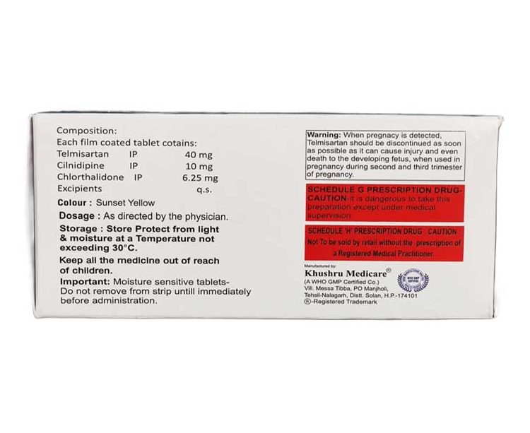 TELSAT CNCT (Telmisartan 40mg with Clinidipine 10mg and Chlorthalidone 6.25 mg)